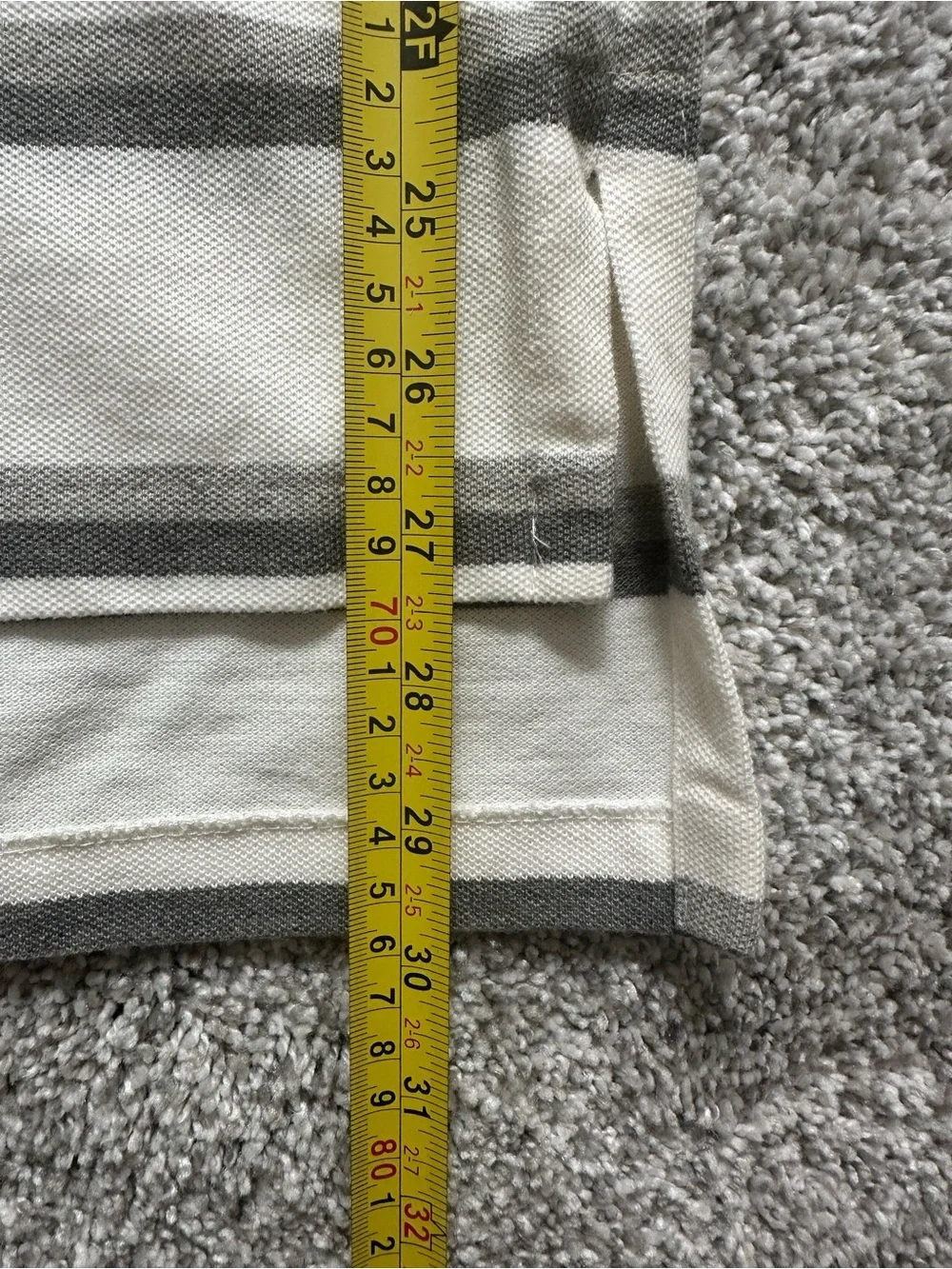 Polo by Ralph Lauren Cream and Gray Striped Cotton Polo